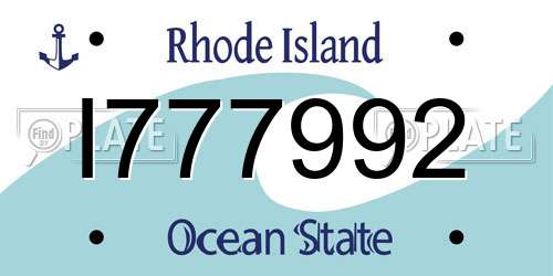 I777992 Rhode Island License Plate