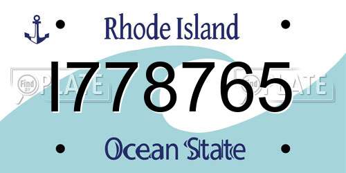 I778765 Rhode Island License Plate