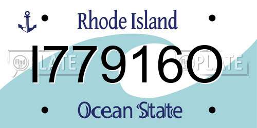 I77916O Rhode Island License Plate