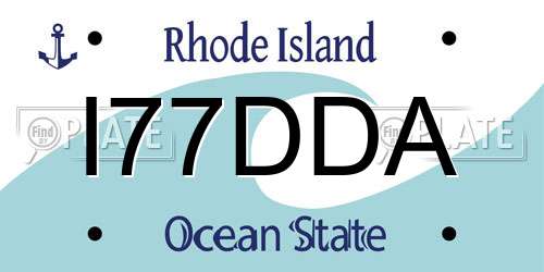 I77DDA Rhode Island License Plate