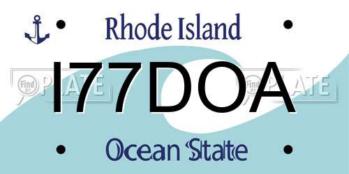 I77DOA Rhode Island License Plate