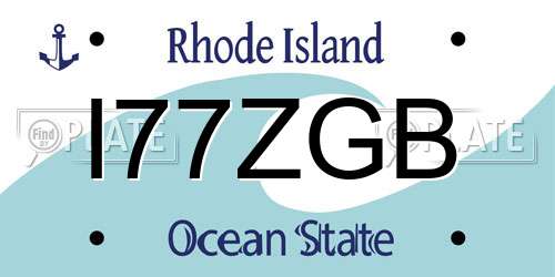 I77ZGB Rhode Island License Plate
