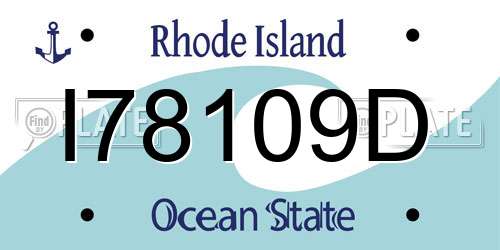 I78109D Rhode Island License Plate