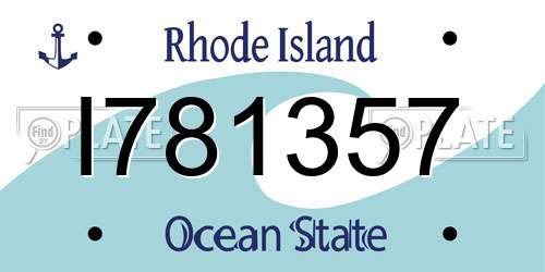 I781357 Rhode Island License Plate