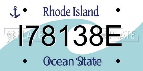 I78138E Rhode Island License Plate