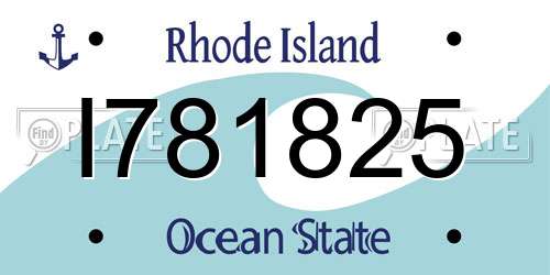 I781825 Rhode Island License Plate