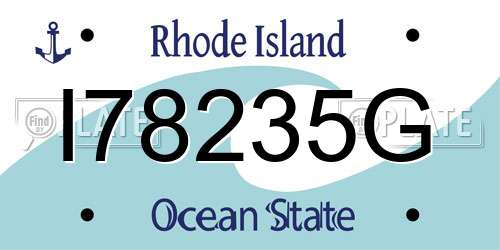 I78235G Rhode Island License Plate