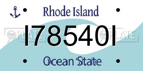 I78540I Rhode Island License Plate