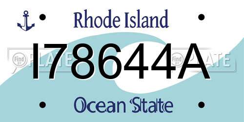 I78644A Rhode Island License Plate