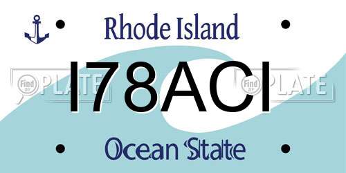 I78ACI Rhode Island License Plate