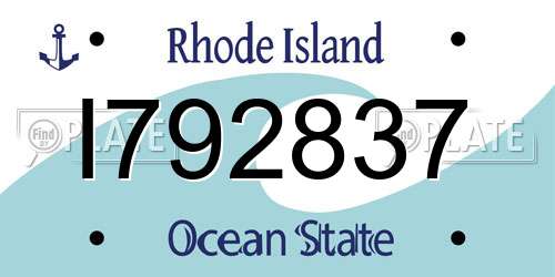 I792837 Rhode Island License Plate