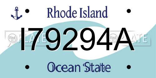 I79294A Rhode Island License Plate