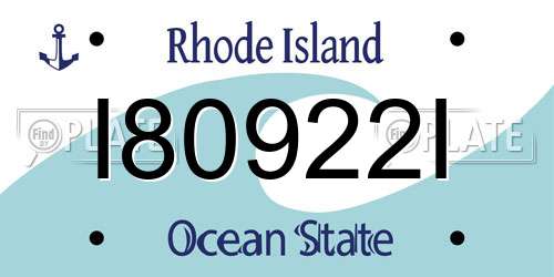 I80922I Rhode Island License Plate