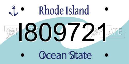 I809721 Rhode Island License Plate