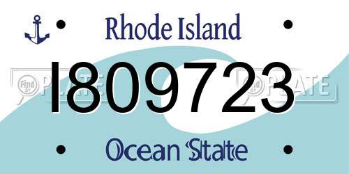 I809723 Rhode Island License Plate
