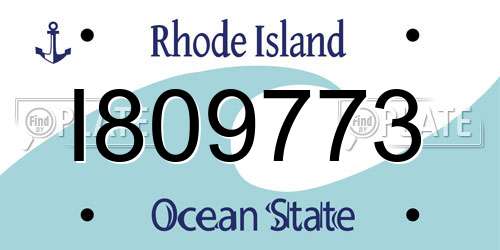 I809773 Rhode Island License Plate