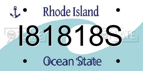I81818S Rhode Island License Plate