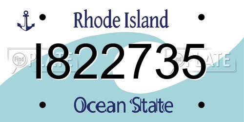 I822735 Rhode Island License Plate