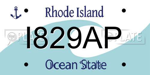 I829AP Rhode Island License Plate