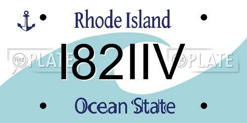 I82IIV Rhode Island License Plate