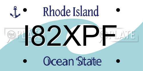 I82XPF Rhode Island License Plate