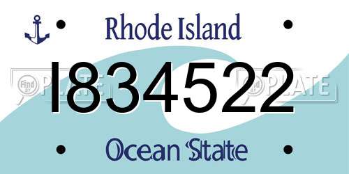 I834522 Rhode Island License Plate