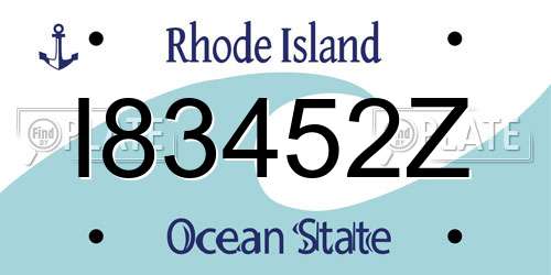 I83452Z Rhode Island License Plate