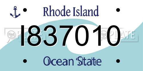 I837010 Rhode Island License Plate
