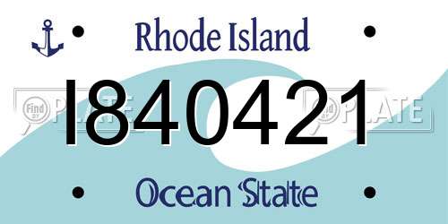 I840421 Rhode Island License Plate