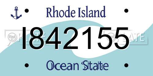 I842155 Rhode Island License Plate