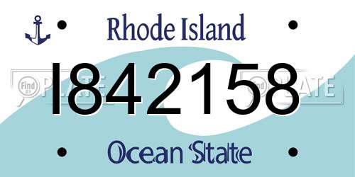 I842158 Rhode Island License Plate