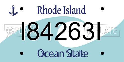 I84263I Rhode Island License Plate