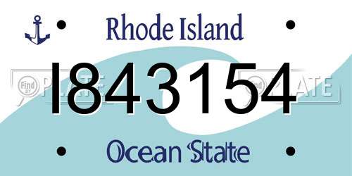 I843154 Rhode Island License Plate