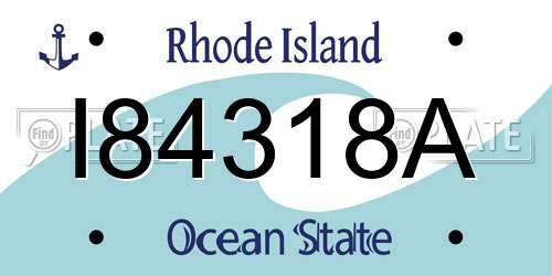 I84318A Rhode Island License Plate