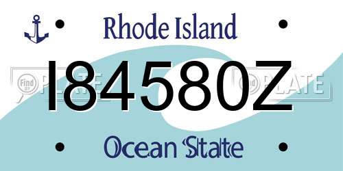 I84580Z Rhode Island License Plate