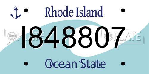 I848807 Rhode Island License Plate
