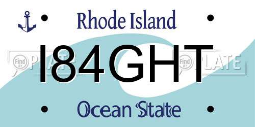 I84GHT Rhode Island License Plate
