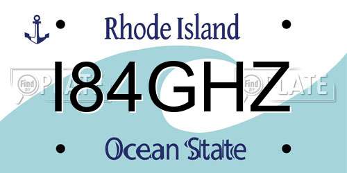 I84GHZ Rhode Island License Plate