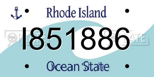 I851886 Rhode Island License Plate