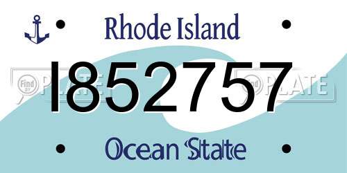 I852757 Rhode Island License Plate