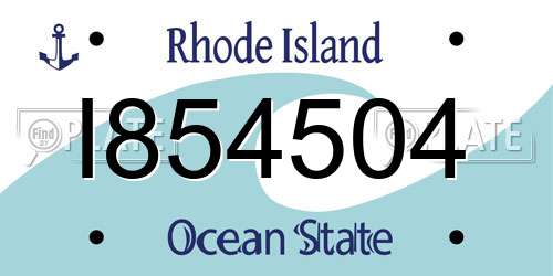 I854504 Rhode Island License Plate