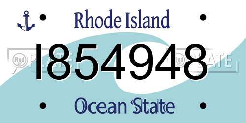 I854948 Rhode Island License Plate