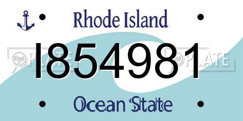 I854981 Rhode Island License Plate