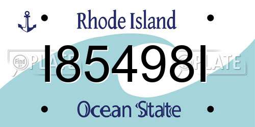 I85498I Rhode Island License Plate