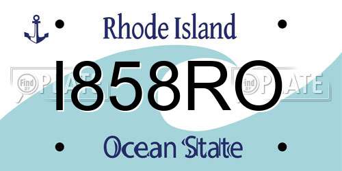I858RO Rhode Island License Plate