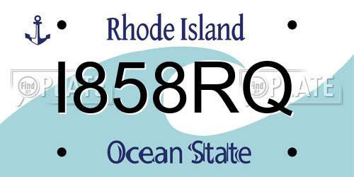 I858RQ Rhode Island License Plate