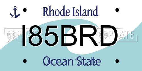 I85BRD Rhode Island License Plate
