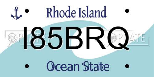 I85BRQ Rhode Island License Plate