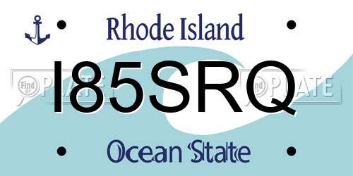 I85SRQ Rhode Island License Plate