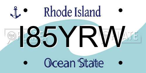 I85YRW Rhode Island License Plate